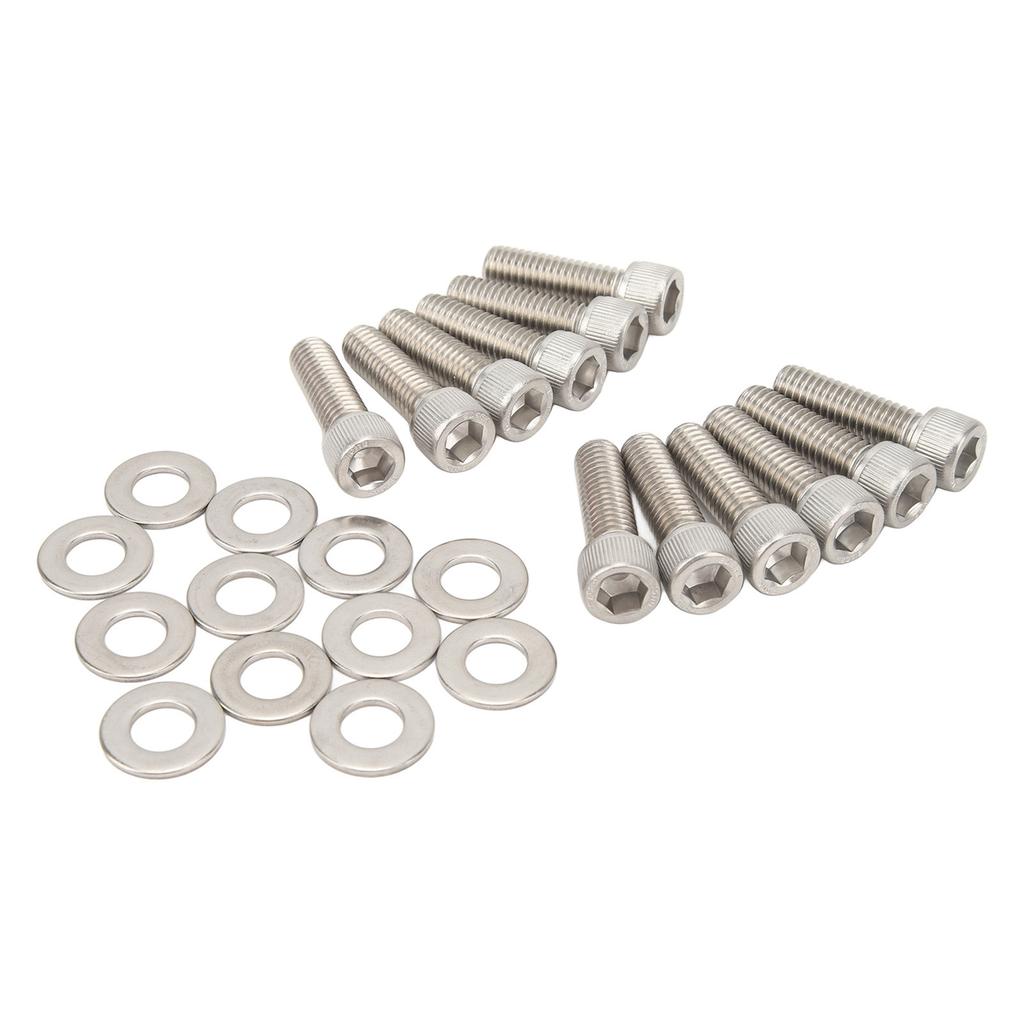 12Pcs Head Bolts Set Stainless Steel Cylinder Head Fasteners Bolts Replacement For Chevy Small Block 283 327 350 383