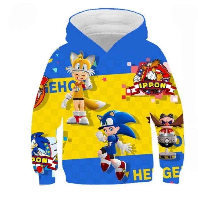 Podzimní 3D mikiny s potiskem Sonic the Hedgehog Módní Ležérní Sportovní Dlouhý rukáv Dětské Chlapecké Mikiny s kapucí