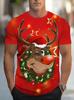 Funny Santa Claus Snowman Elk 3D Printed Men's T-shirt Summer Outdoor Casual Holiday Party Short Sleeve Top Men Clothing