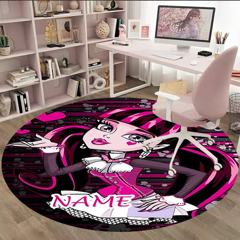 Customizable Monster High Draculaura1 Round Non-Slip Carpet - Ideal for Garden, Picnic, Office, Perfect for Decoration, Suitable For All Seasons
