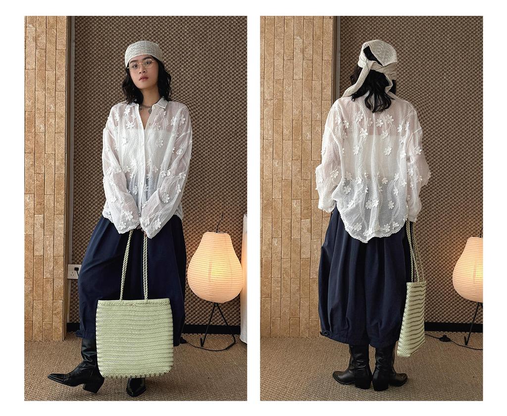 Xu Man Spring Korean Fashion 3D Flower Sheer Cardigan Top
