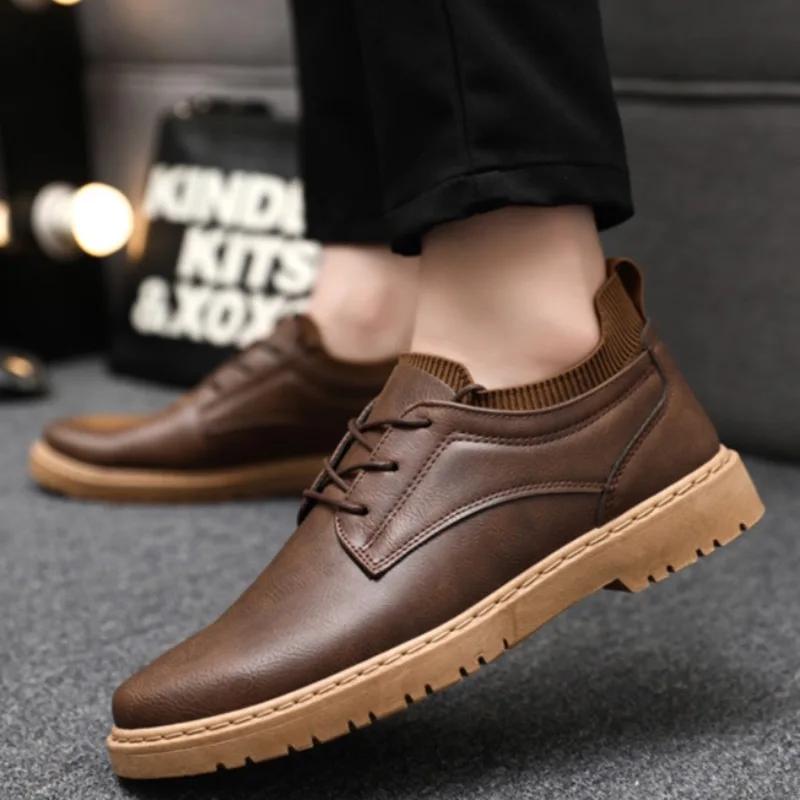 Pánské kožené ležérní boty Klasické společenské boty Pohodlné baleríny Šněrovací boty Oxford pro muže Měkké boty na řízení Mokasíny