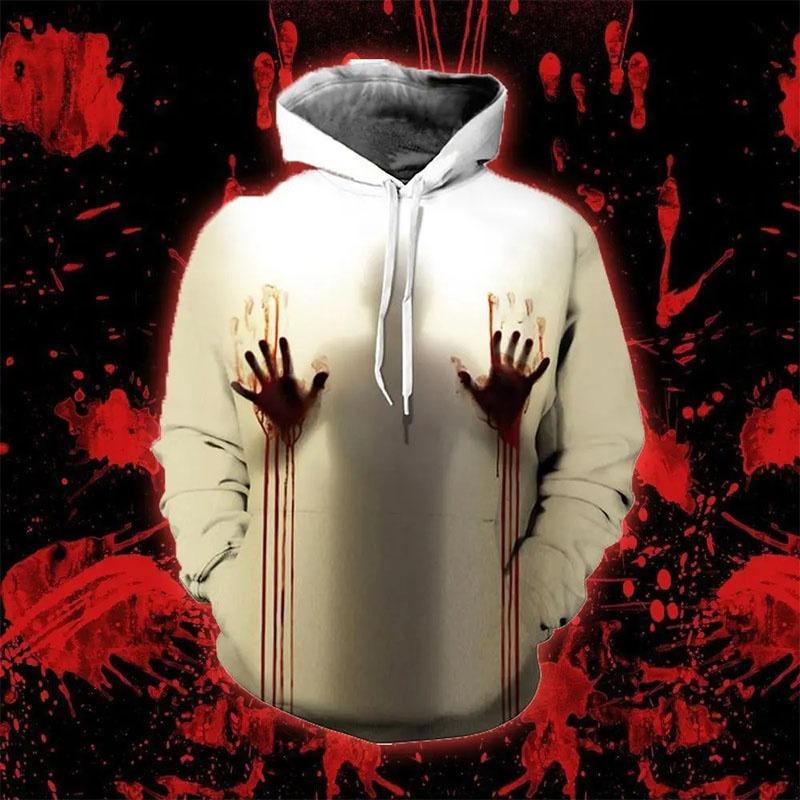 Spring And Autumn Fashion Men's Hoodie Horror Bloody Cosplay 3D Print Hoodies Street Casual Boy Sweatshirt Men's Oversized Top Clothing