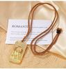 Gold Zodiac Horse Pendant - Auspicious Clouds Foal Unisex Square Accessory