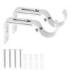 2 Pcs Adjustable Single Curtain Rod Brackets Holder Silver Brown Black for 1 Inch Curtain Rod