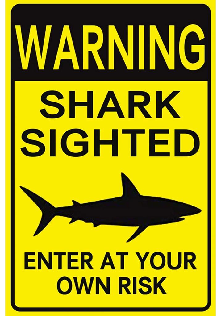 Danger Zone Requins Plaque Métallique Vintage Boîte Man Cave pour Hommes Femmes Décor Mural pour Bars Restaurants Cafés Pubs 12x8 Pouces