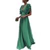 2026 European Women's Flutter Sleeve V-Neck Backless Long Dress