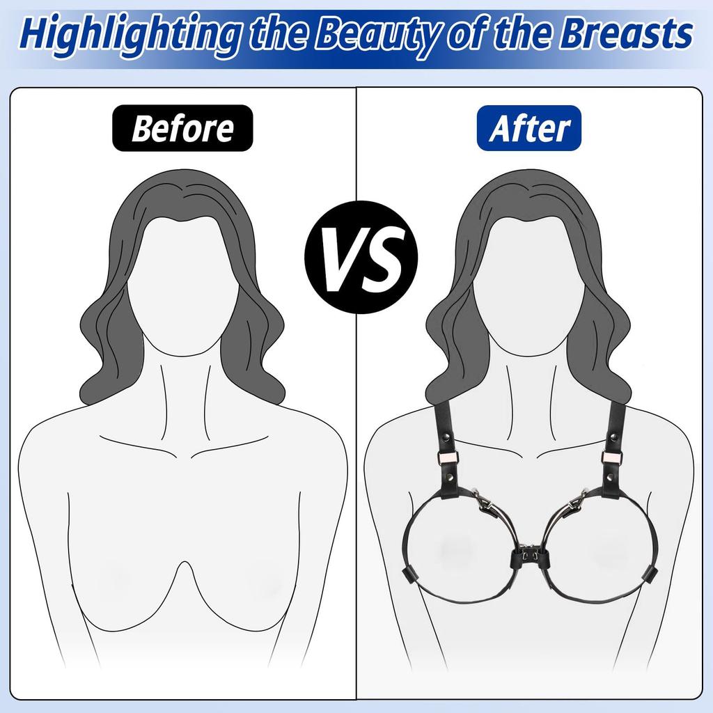 Breast Bondage Harness Sex Toys B to D Cup Leather Fetish Sexy Chest Restraints Punk Gothic For Women SM Bra Belts Straps