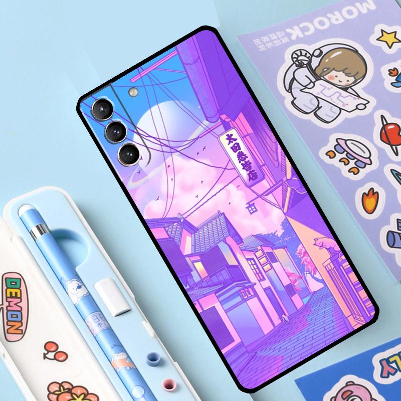 Pastel Japan Kyoto City Case For Samsung Galaxy S23 S22 S20 S21 Ultra S8 S9 S10 Note10 Plus Note20 Ultra S20 FE Cover