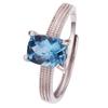 Natural London Blue Topaz Ring Women'S S925 Sterling Silver Sugar Cube Jewelry Simple And Versatile