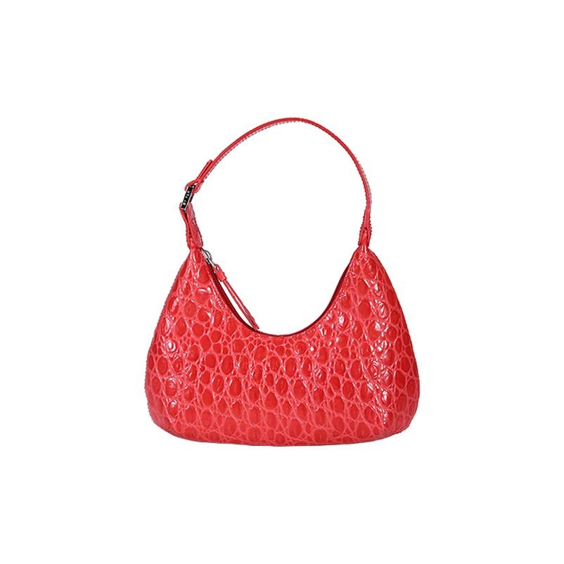 By Far Crocodile Pattern Zipper Closure Leather Underarm Mini Bag Women Handbags Red 21CRBASPMDSMA