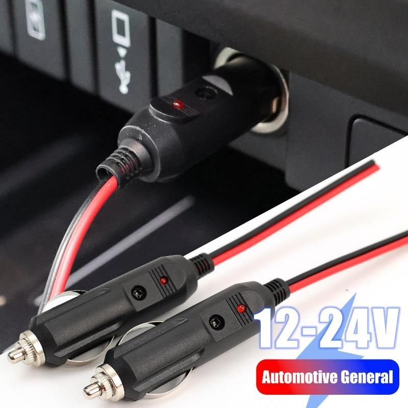 12V To 24V Car Cigarette Lighter Plug Male Head with Indicator Light Vehicle Electrical Cigarette Lighter Plug Charger Adapter