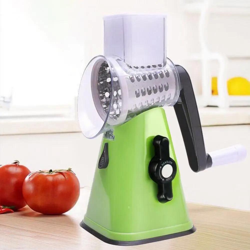 Rotary Cheese Grater with Peeler Manual Vegetable Slicer with Non-slip Suction Base Peanut Nuts Grinder Vegetable Shredder