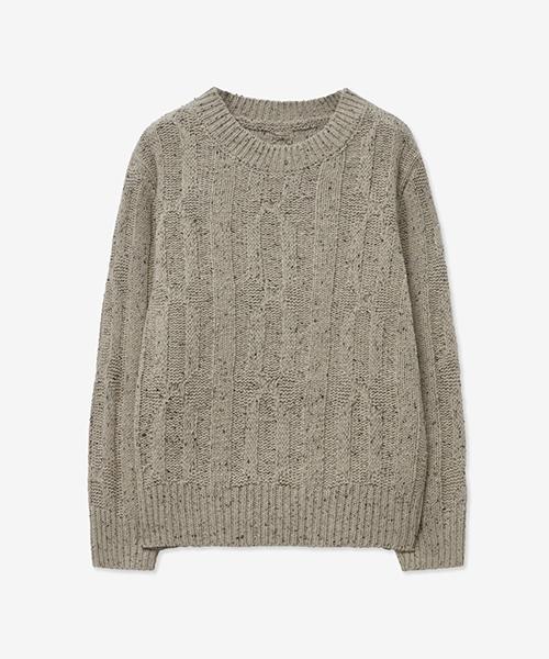 LADY VOLUME Wool Bokashi Crew Neck Round Knit_Beige