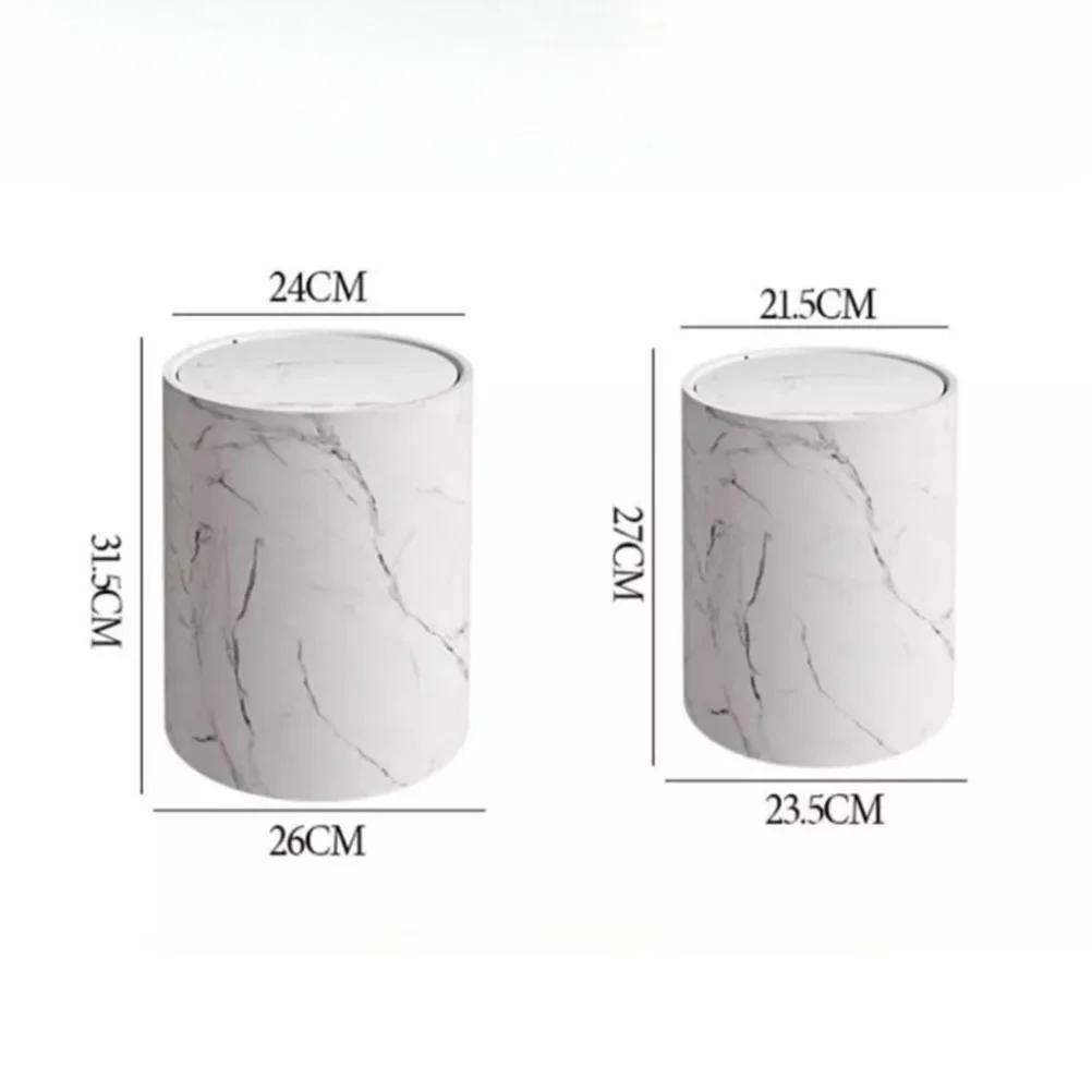 Nordic Marble Texture Trash Can Rolling Cover Type Bedroom Toilet Trash Bin Odor Proof Wastebasket Bathroom Accessories
