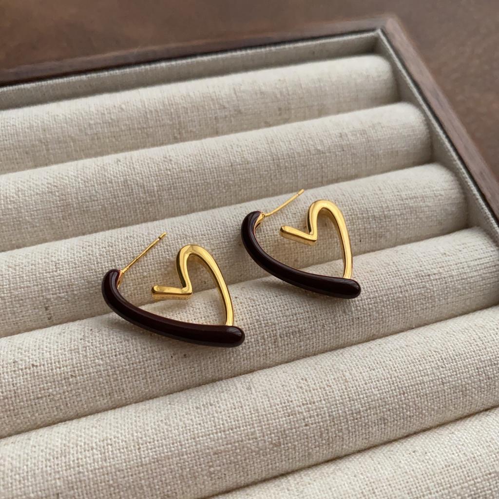 Classic retro geometric enamel glazed earrings simple low-key earrings high-end exquisite earrings