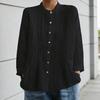 Women Shirt Pure Color Stand Collar Long Sleeve Single-Breasted Button Casual Tops Work