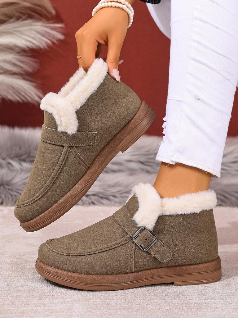 Women's snow boots 2025 winter warm and cold-proof flat-bottomed lazy shoes one pedal casual women's cotton shoes versatile women's shoes