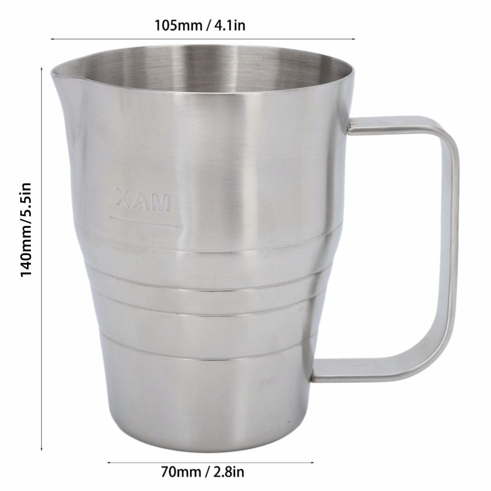 Silver Milk Frother Pitcher Stainless Steel Milk Steaming Pitcher Milk Frothing Cup Latte Art