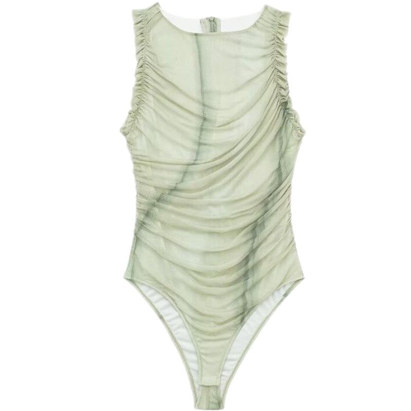 

Модный стиль 2024 Весна Женский Приталенный Круглый вырез Ламинированная отделка Шелковая сетка Принт Комбинезон 2336173 120 Picture color L