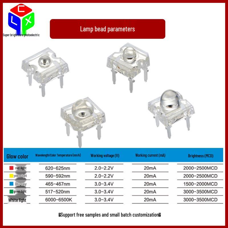 3mm/5mm Piranha LED Lights - Multi-Color, Four-Leg, White-Head F3F5 Diodes
