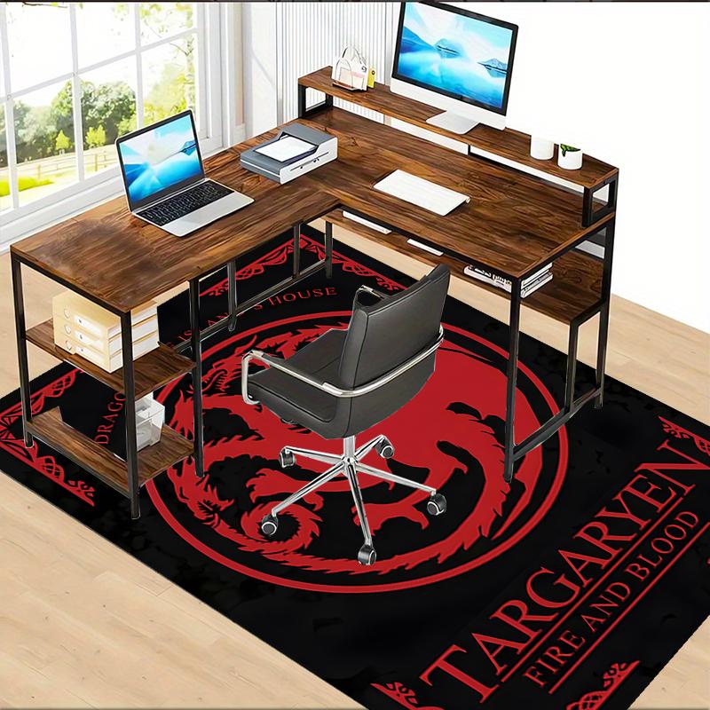 House Targaryen Dragon Polyester Carpet, Soft Indoor Mat for Office Chair, Living Room, Computer Desk - Decorative Home Office Rug Design