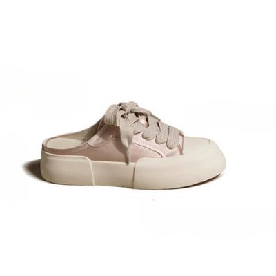 Nischen-rosa Satinschuhe Damen 2025 neu Taschenkopf Halbschuhe Damen Frühling und Sommer Outdoor-Plattform Freizeitschuhe