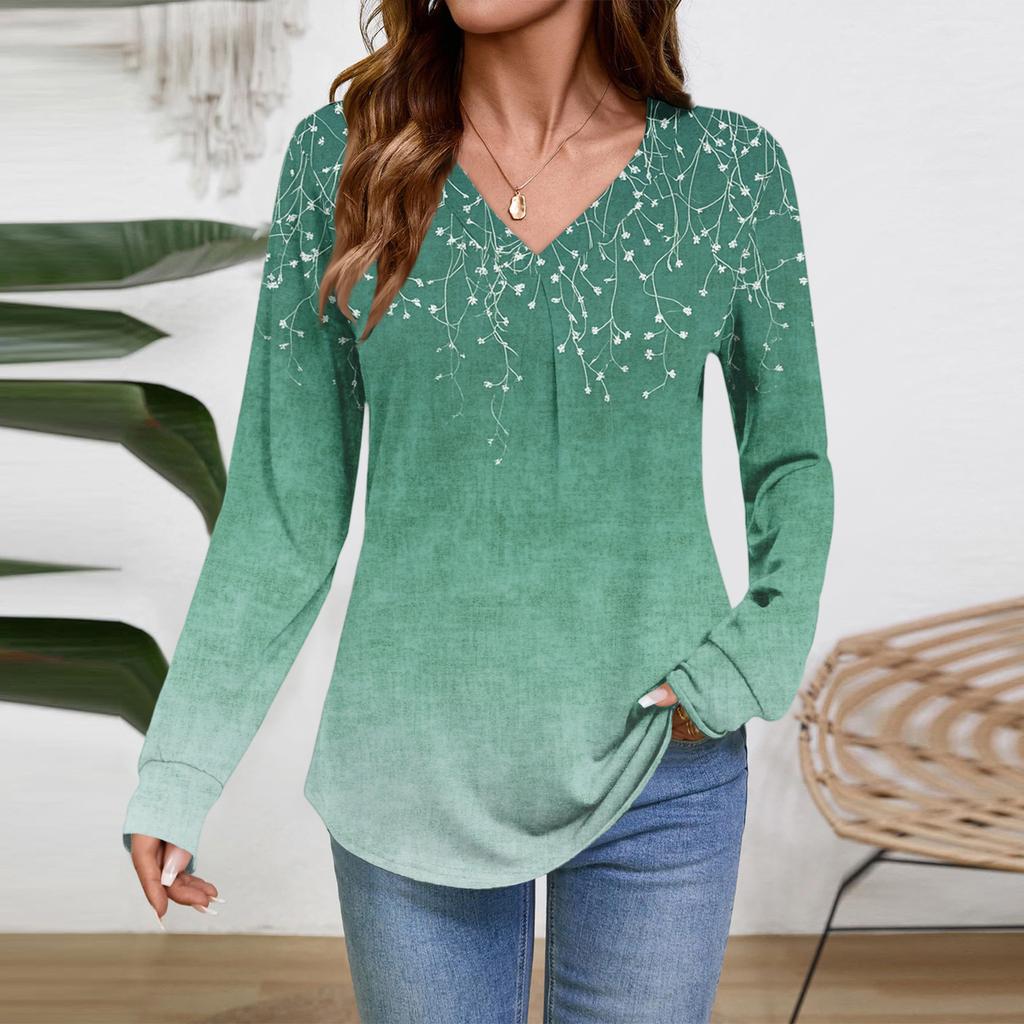 Women Long Sleeve Tops Dressy Casual V Neck Tshirts Basics Tee Vacation Fall Fashion Clothes