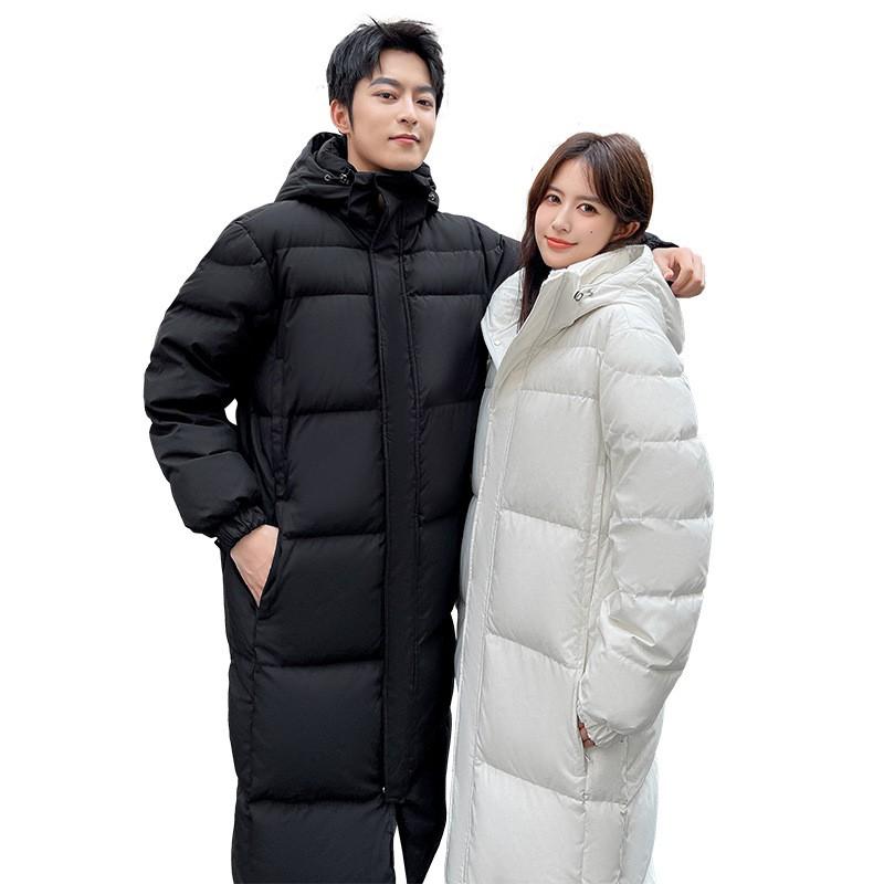 2026 Winter Mid-Length Duck Down Jacket Couples Outdoor Casual Hooded Warm Coat