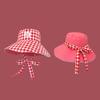 1Pcs Double-sided Plaid Wide-edged Lace-up Bucket Hat Summer Outdoor Versatile Sunscreen Sweet Mountaineering Hat