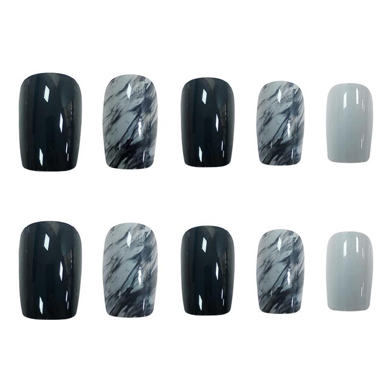 

Длинный квадратный накладной ноготь с эффектом головокружения, ультратонкий готовый ноготь в коробке