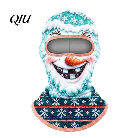 Winter Skiing Balaclava Velvet Face Mask for Christmas, Santa Snowman Reindeer Elf Balaclava, Cold Weather Guard Windproof Neck Gaiter Outdoor
