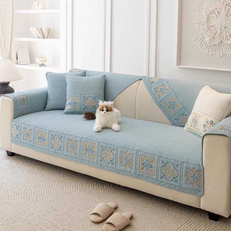 

Sofa Cushion Cotton Four-Season Universal Non-Slip Pure Cotton Fabric Seat Cushion Simple Modern Leather Sofa Cover Cover Cloth 70*70cm