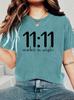 11:11 Make A Wish Women's Tee - Minimalist Graphic, Casual Dark Gray Top