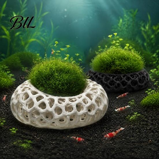 3D Printed Aquarium Cave 2Pcs Shrimp Caves for Plants, Round Hideouts, Cherry & Dwarf Habitat Hides Moss Ferns And Anubias, Tank Decoration Freshwater