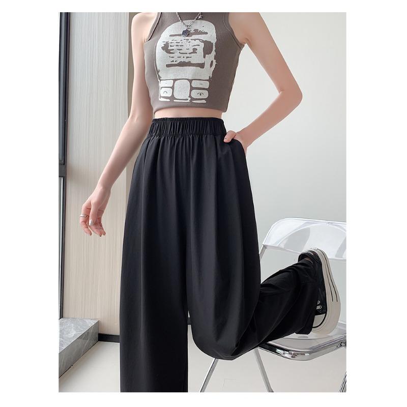 Lazy Yamamoto Byxor Lös Drapering Japanska Casual Raka Ben Nya Sommar Tunna Is-Siden Vida Ben Byxor för Kvinnor