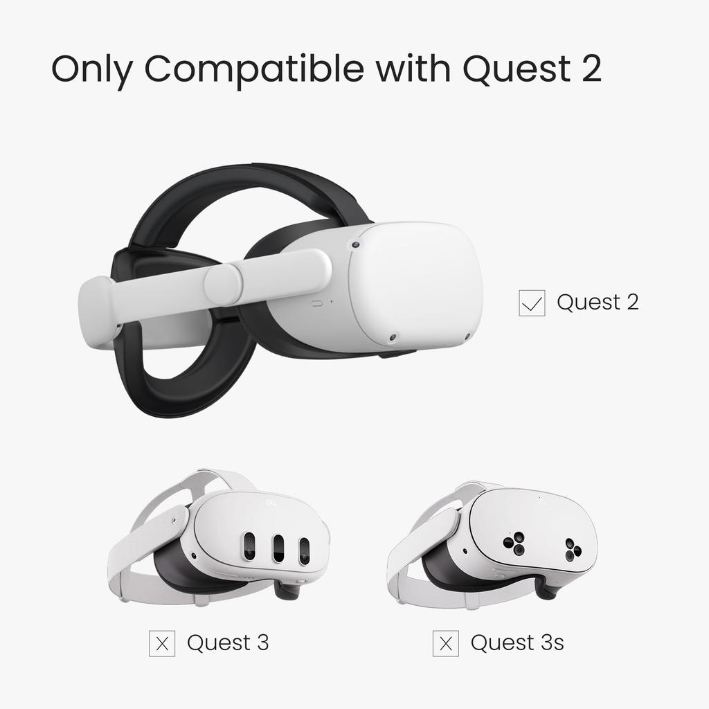 KIWI design Quest 2 compatible head strap with soft Easy to attach and detach in cushioning. seconds.