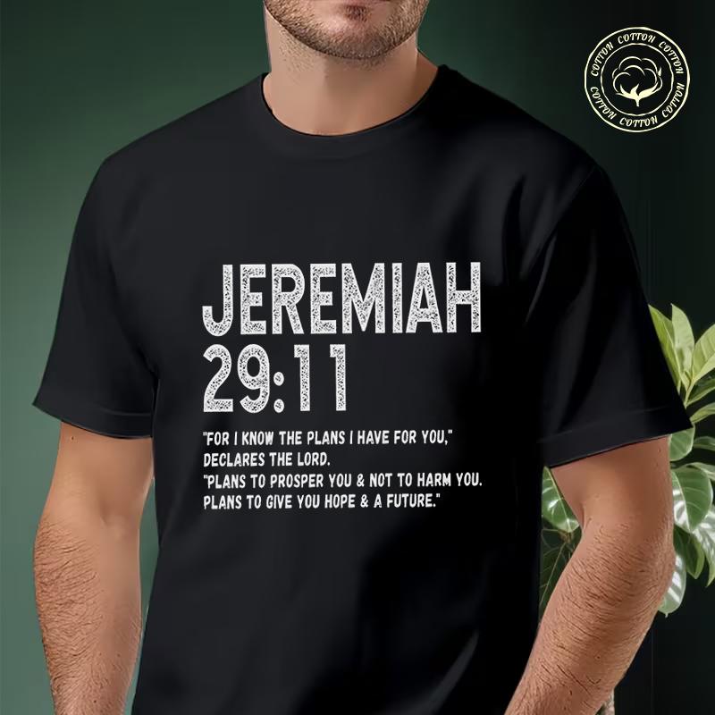 JEREMIAH 29 11 Quote Graphic Motorcycle T-Shirt Men Cotton Tees O-neck Short Sleeve T Shirt Hip