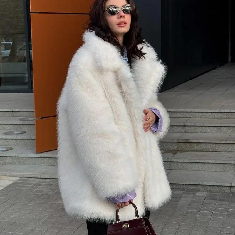 Autumn and winter fur jacket women's casual loose fox fur jacket suit collar toka environmentally friendly fur jacket women