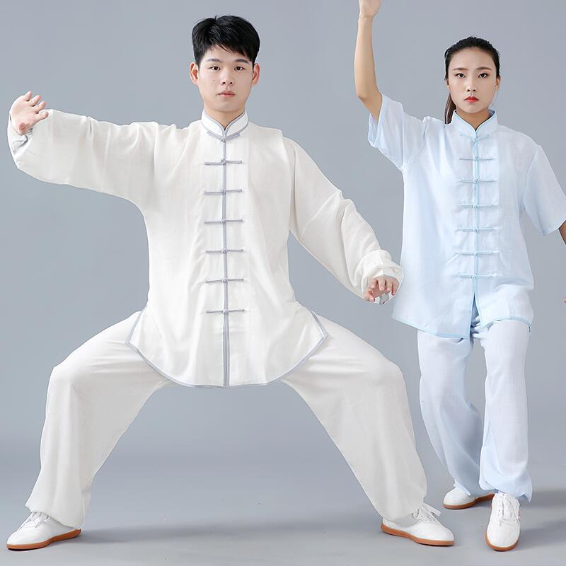Unisex Cotton Linen Tai Chi Suit - Summer Martial Arts Practice & Competition Wear