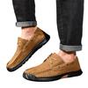 Men's Casual Large Size Lace-Up Round Toe Leather Loafers Slip-On Shoes Durable Flexible Sole Comfortable Fit