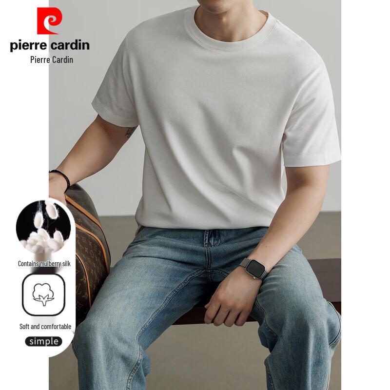 Pierre Cardin Men's Modal Silk Blend Round Neck Short Sleeve T-Shirt