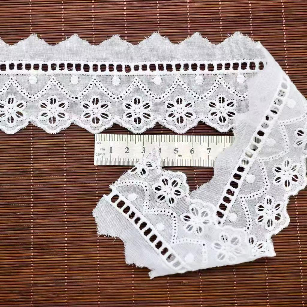 Cotton Hollow Embroidery Lace, Wave Punched Small Barcode Lace, Women'S Skirt Accessories, Clothing Accessories