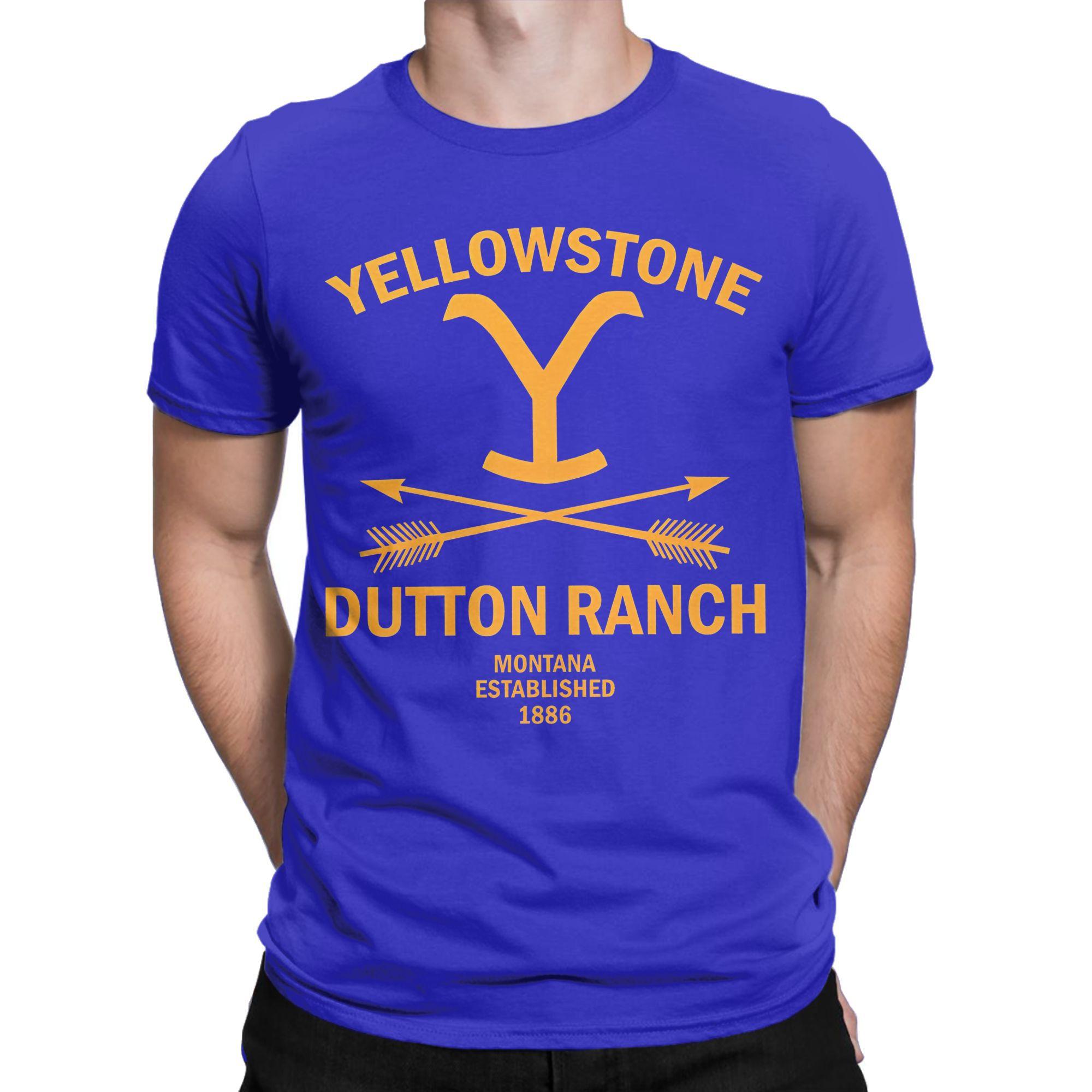 

Футболки Yellowstone Dutton Ranch Мужские Винтажные Хлопковые Футболки С Круглым Вырезом и Коротким Рукавом Идея для Подарка Топы S синий