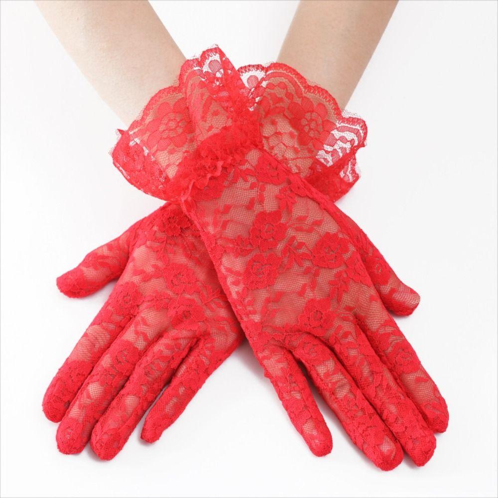 Wrist Length Women's Lace Gloves Full Finger Gloves for Dinner Fancy Costume Accessories