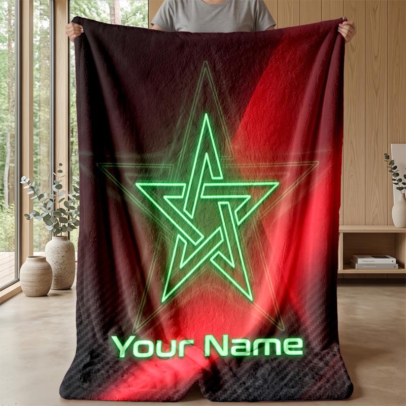 Custom Text Flannel Throw Blanket, Lightweight Cozy Bed Sofa BlanketMorocco Football
