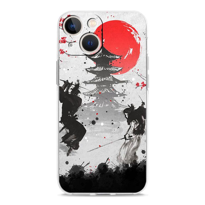 

Japanese Bushido Samurai Transparent Phone Case For iPhone 15 16 14 13 12 11 Pro XS X XR SE 7 8 Plus Clear Lens Protect Cover iPhone 16