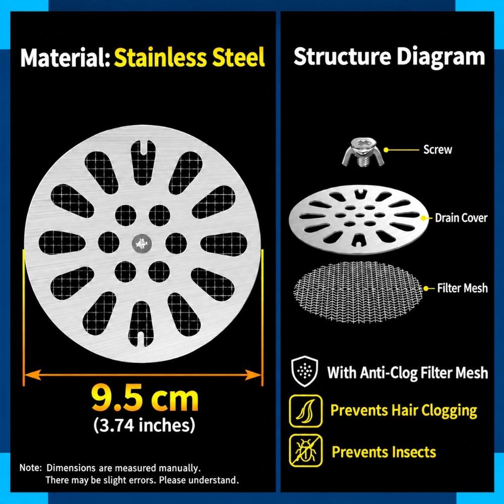 Round Drain Cover Stainless Steel Drain Filter Durable Floor Drain Lid  Floor Drain Replacement