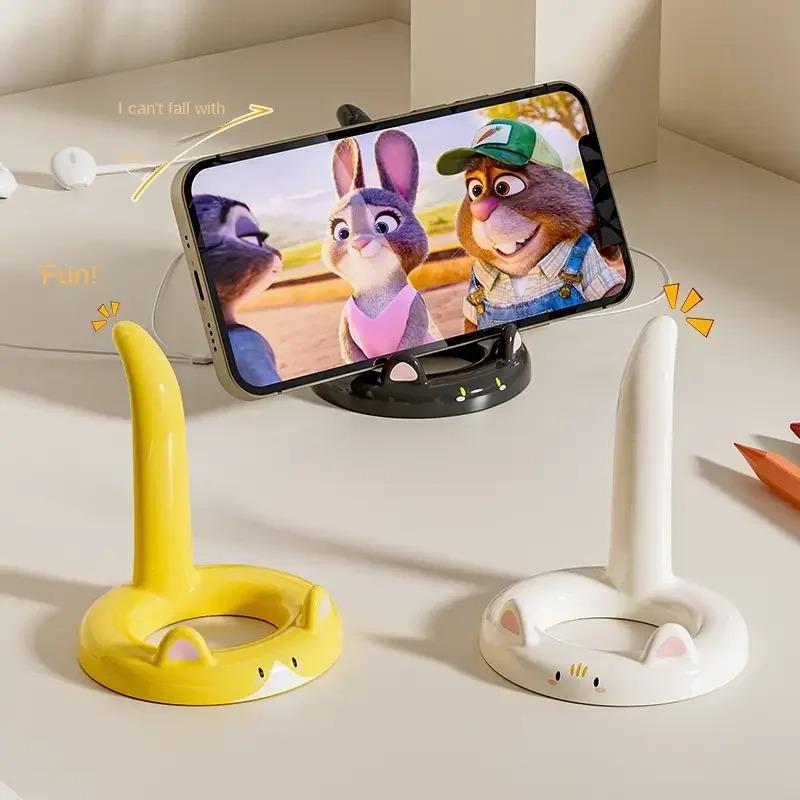 1Pcs Cartoon Cat Phone Stand Adjustable Angle Cute Desktop Holder for Watching Videos Calls Fits Most Smartphones