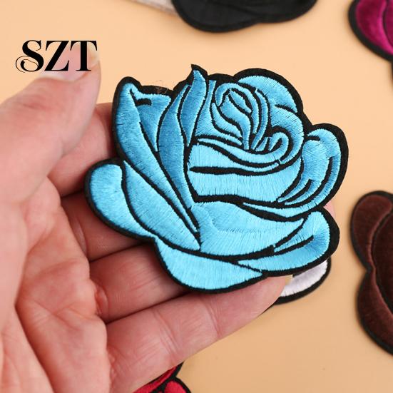 Aufnäher Kleideraufnäher Rose Aufbügler Stoffblume Abzeichen Zubehör für Kleidung Applikation